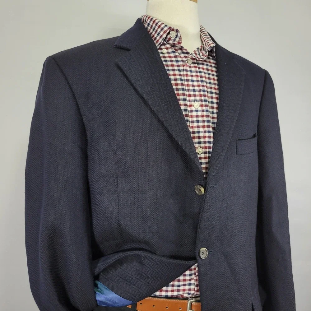 Arnold Brant Men's Sport Coat Blazer Three Button Herringbone Wool Lanificio 46R